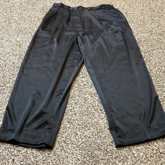 Vintage Breckenridge High Waisted Silky Polyester Black Pleated Front Pants - Picture 1 of 9